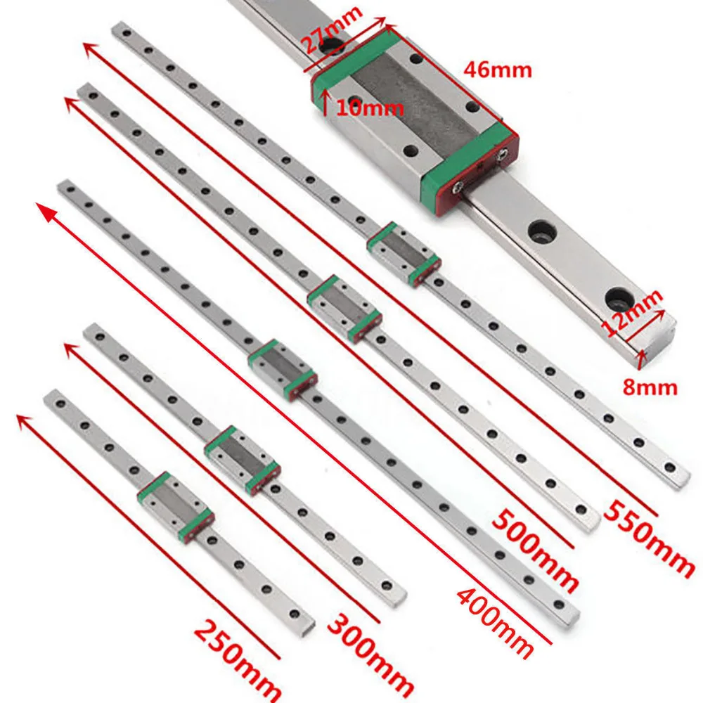 

NEW 250mm-550mm MGN12H CNC Mini Steel Linear Sliding Miniature Guide Block