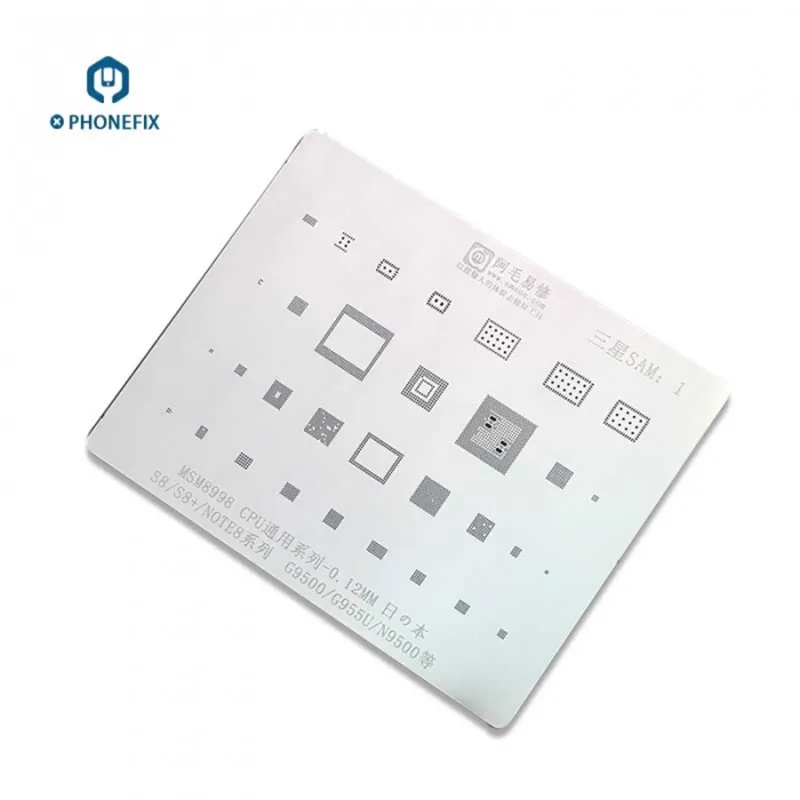 

PHONEFIX MSM8996 CPU Universal Series BGA Reballing Stencil Template for Samsung Galaxy S9 S8 S7 S6 Motherboard Solder Repair