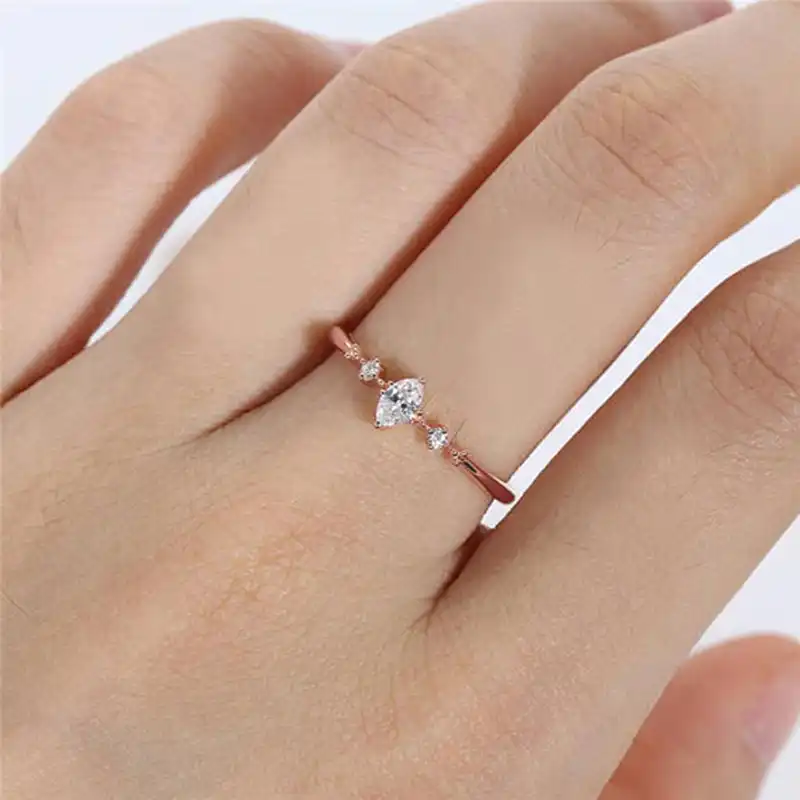 Stainless Steel Round Cut Three Stone Wedding Engagement Anniversary Promise Ring 
