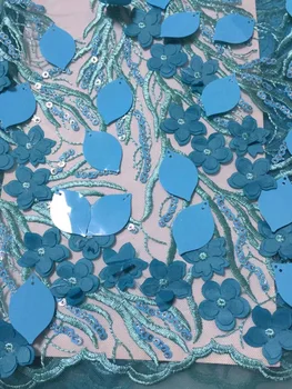 

French Net Lace Fabric 2019 Multicolor sequins african guipure lace fabric with embroidery mesh tulle cord yellow lace fabric