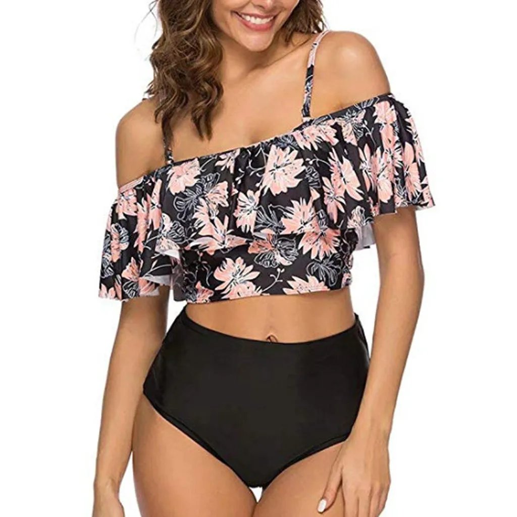 ruffle sleeve bathing suit top