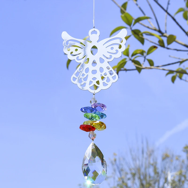 H& D чакра Кристалл Suncatcher-ангел радуга производитель с ограненной каплевидной подвеской для украшения окна