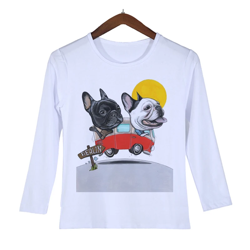 

Cute Cartoon French Bulldog T-Shirts Kids Funny Puppy Summer Long Sleeve T shirt Baby Girls Boys Tee T-shirts O-89