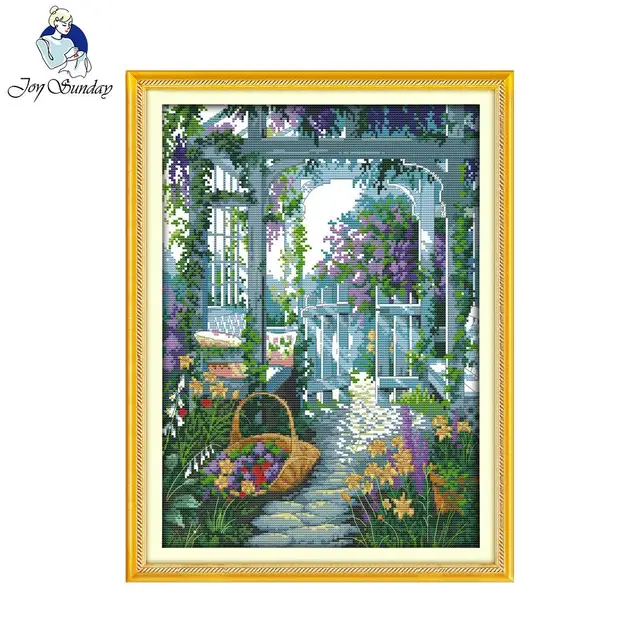 Aliexpress Joy Sunday Scenic Style The Garden Gate Hand Joy Sunday Scenic Style The Garden Gate Hand Make Cross Sch Pattern Kits Embroidery Painting For