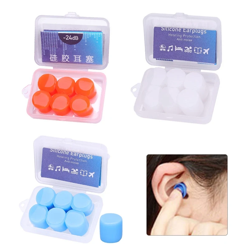 

3pair Silicone Anti-Noise Ear Plugs For Sound Insulation Ear Protection Swimming Earplugs Quiet Learn Workplace Safety Earplugs