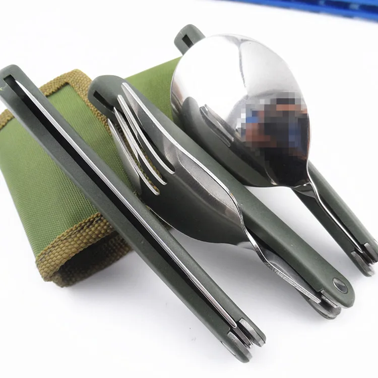 Camping dishes titanium camping cookware folding knife spoon fork