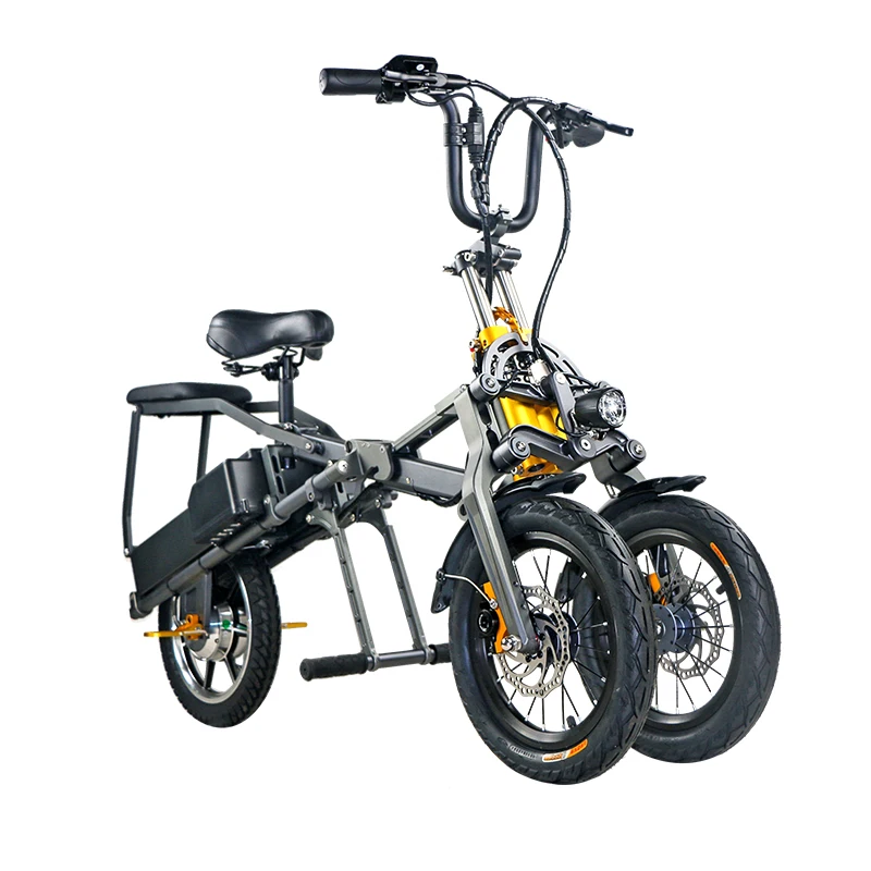 14 дюймов Электрический трехколесный велосипед 48 В литиевая батарея долгий срок службы батареи двойной аккумулятор складной ebike