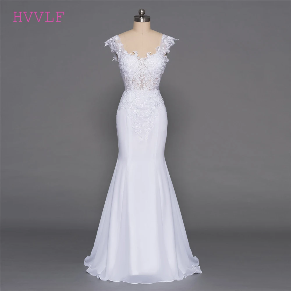 

Backless Vestido De Noiva 2019 Beach Wedding Dresses Mermaid Deep V-neck Appliques Lace Cheap Boho Wedding Gown Bridal Dresses