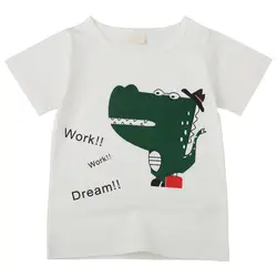 Детская одежда, топ, летняя детская футболка для мальчиков, детская одежда с принтом динозавра, Повседневная футболка для маленьких