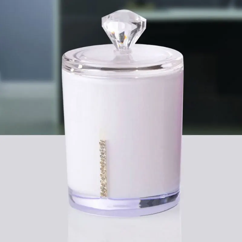 Прозрачный акриловый ящик для хранения ватных тампонов Органайзер инструмент для макияжа дома - Цвет: White