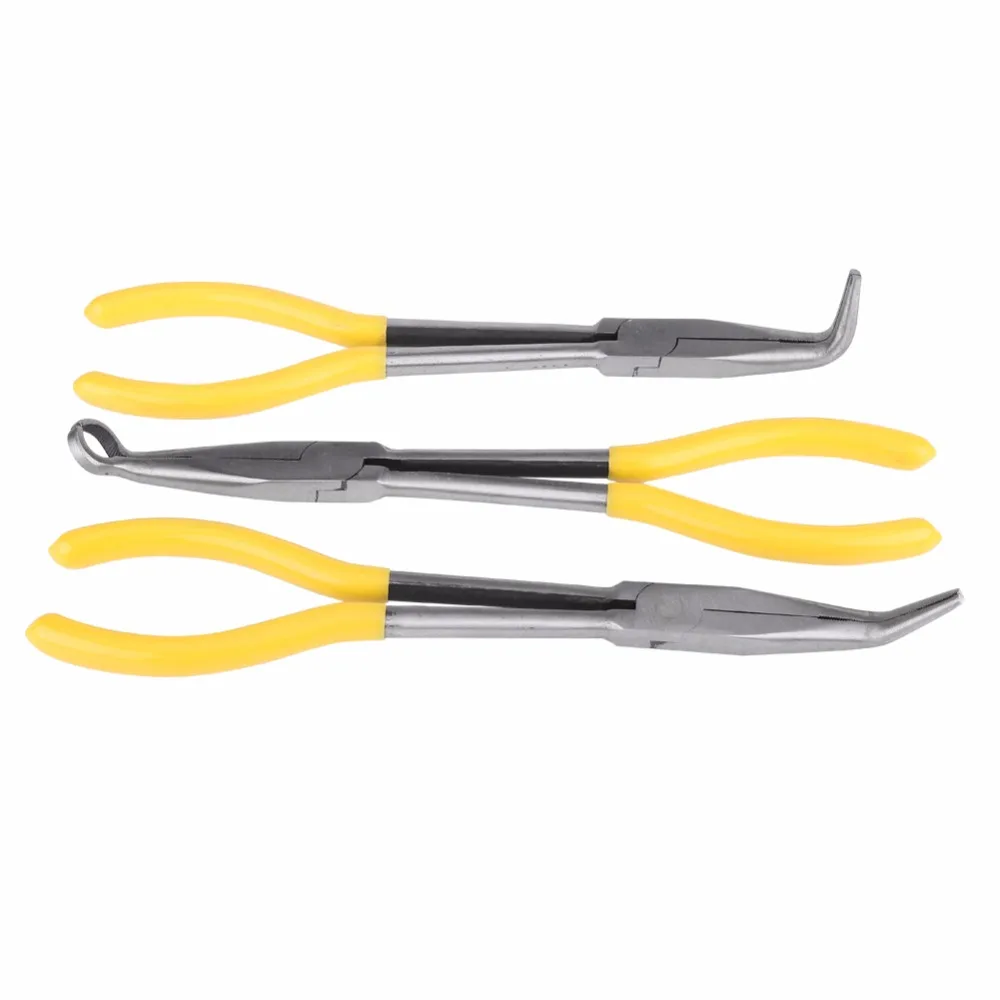 

Bent Nose Pliers 270mm Extra Long Pliers 45/90 Degree Bent Nose or O-shape Tip Craft Repairing Tool With 3 Kinds