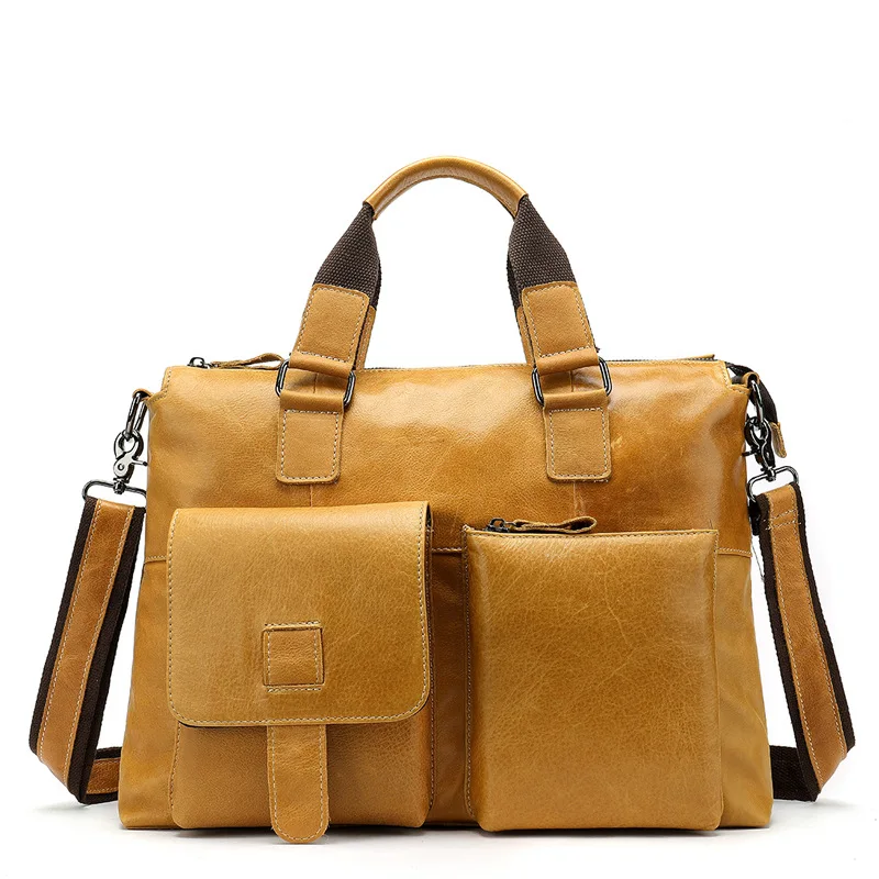 

Classic Men Briefcase Vintage Real Cowskin Large Men's Bag Handbag Brand Design Genuine Leather Shoulder Bag Retro Business bags