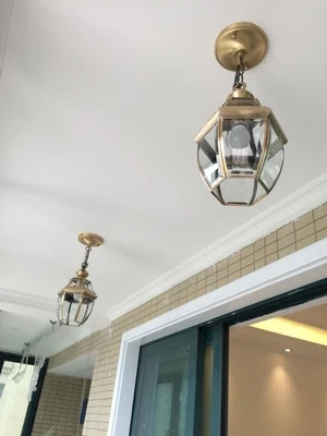 American-all-copper-chandeliers-balcony-aisle-lights-entrance-chandelier-chandelier-European-single-head-copper-chandelier-lamp