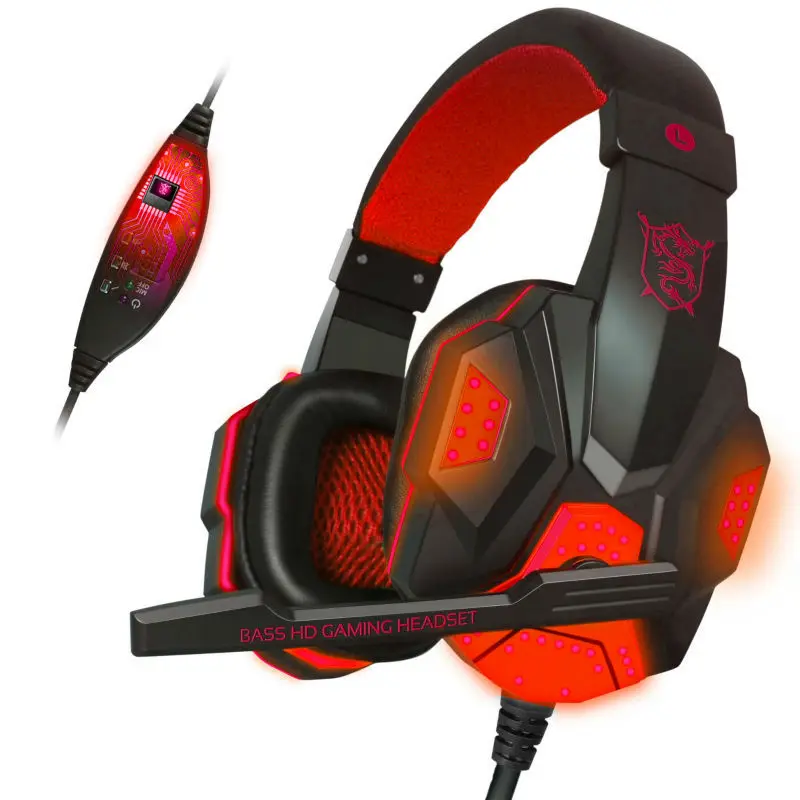 Plextone PC780 Bass Stereo Gaming Headphone Headsets Headband LED Light with Mic Noise Reduction For Computer Gamer PC
