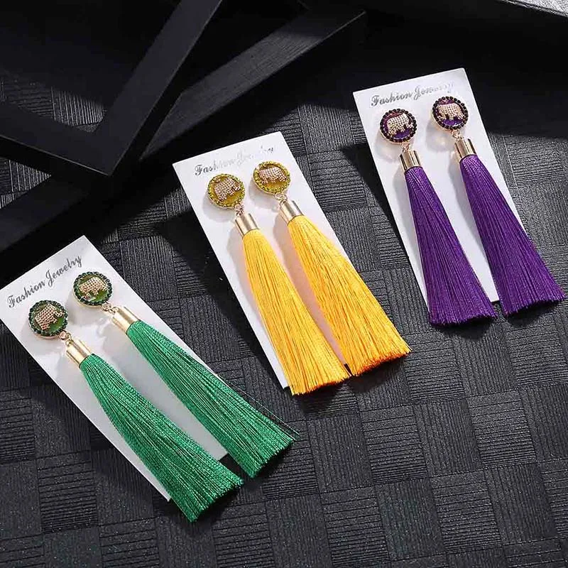IMG_4203 Trendy Earrings Drop Earrings ElephantSilkDangleLongBohemianBlueMetalBohoGold Tassel Earrings For Women Jewelry