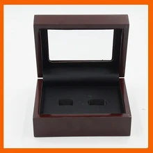 Promotion Top Clear Wooden Boxes 2 Holes Rings Position Championship Ring 2 Holes Rings Boxes