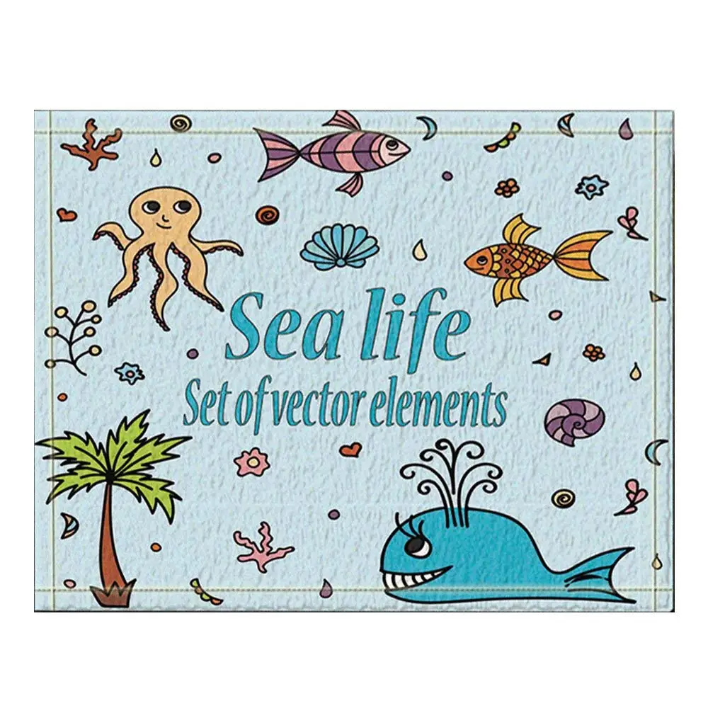 Sea Animals Decor Shells Whale Palm Tree Fishes Octopus and Coral Kids Bath Rugs Non-Slip Door Mat Bathroom | Дом и сад