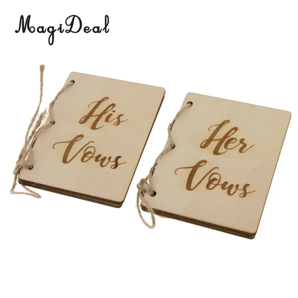 Vintage Wedding Vow Booklets Wooden Cover His Vows Her Vows Book Party Decorations