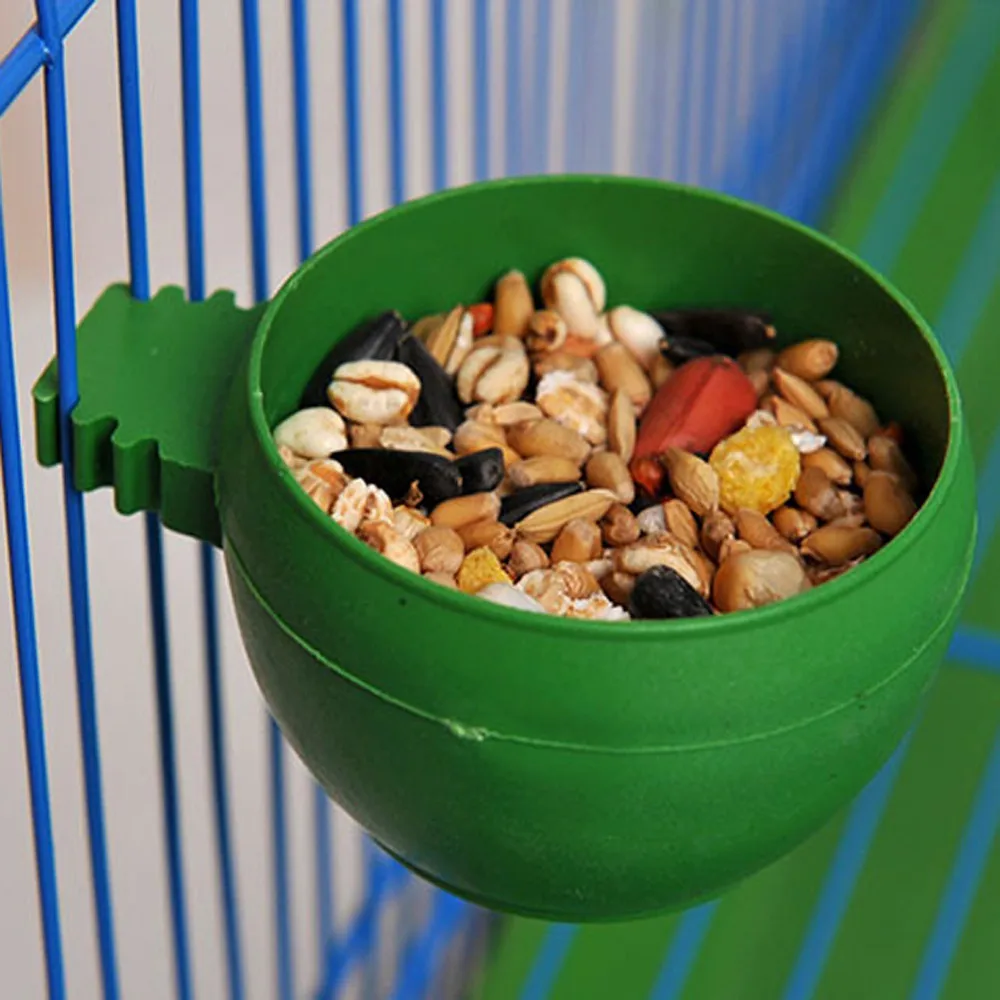 5pcs Plastic Round Bird Parrot Aviary Pet Cage Water Food Feeder Feeding Bowl For birds on