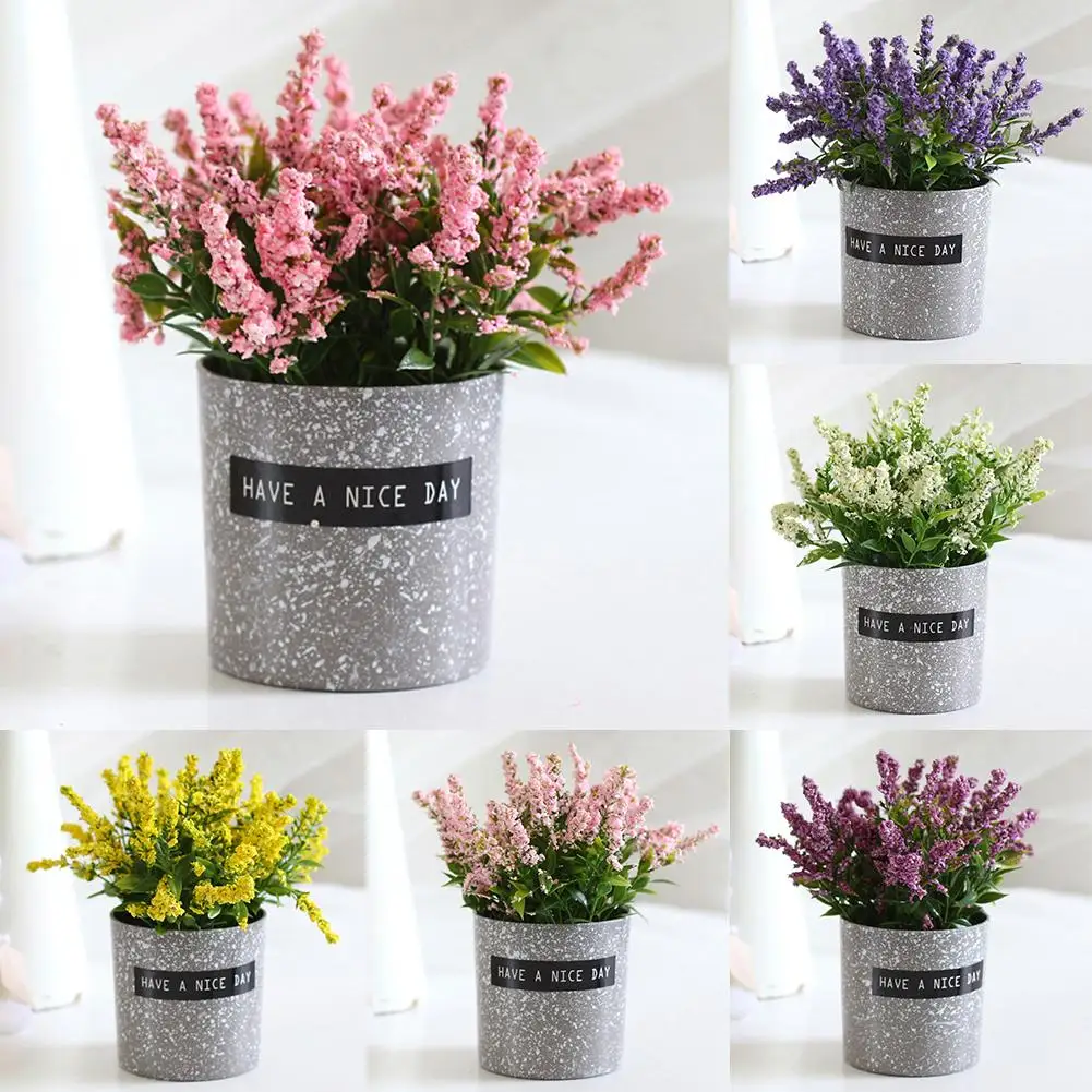 

Potted Simulation Artificial Lavender Flower Pot Balcony Office Desktop Bonsai
