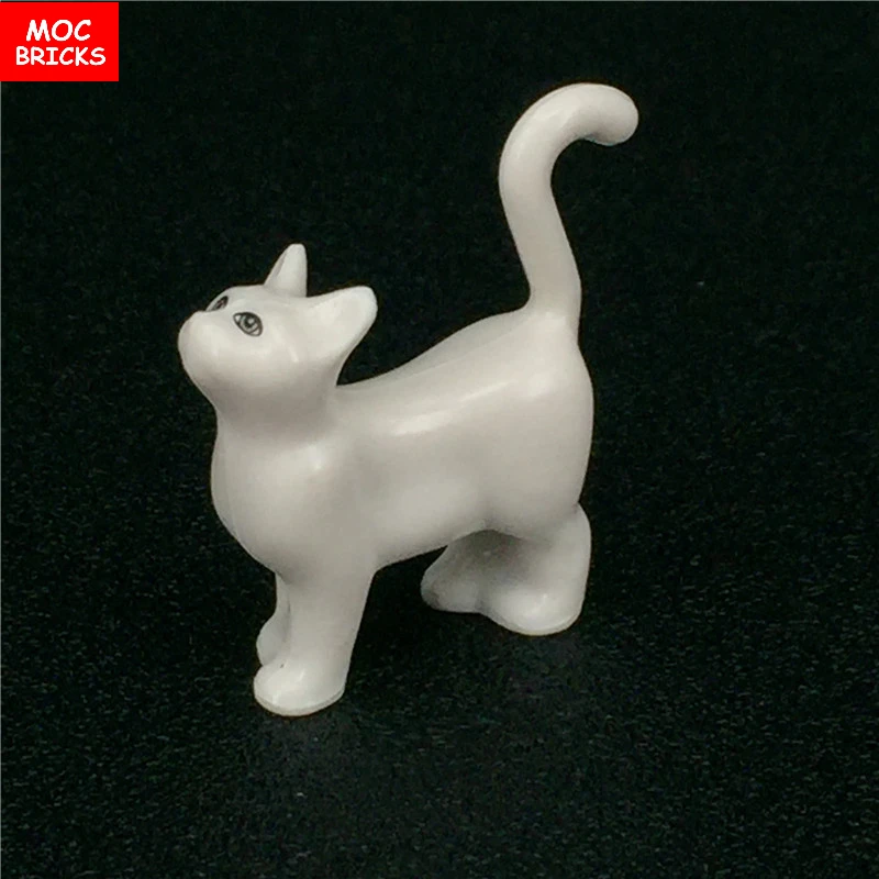 5 шт./лот кирпичи MOC с животными белые и черные кубики для маленьких кошек