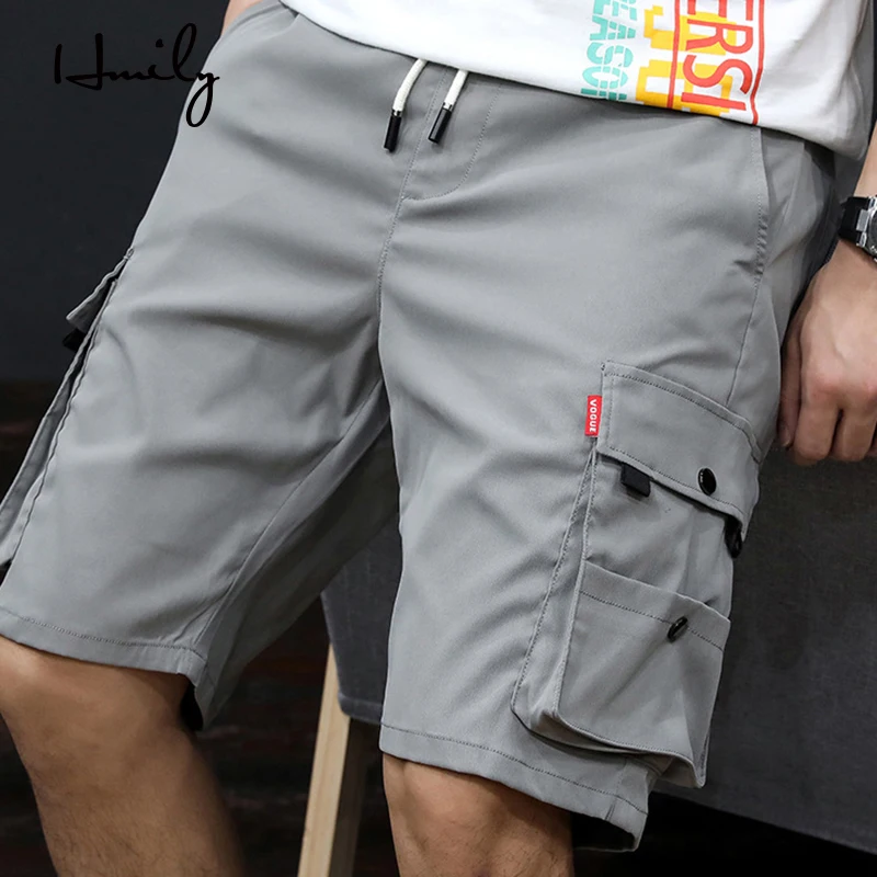 HMILY летние мужские шорты больших размеров повседневные шорты с двумя большими карманами свободные толстые высокого качества повседневные дышащие шорты 4XL серый
