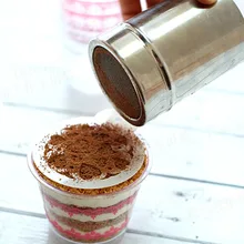 Нержавеющая сталь Мука сито сахарную пудру шоколад Косметическая пудра шейкер Кофе опрыскиватель с крышкой