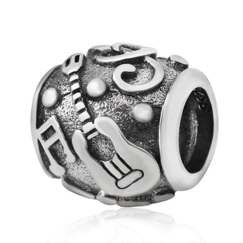 Guitar Notes Charm Beads 925 Sterling Silver Charms Fit Original Troll Bracelet & Necklace Jewelry For Women Children Girl DIY (2)