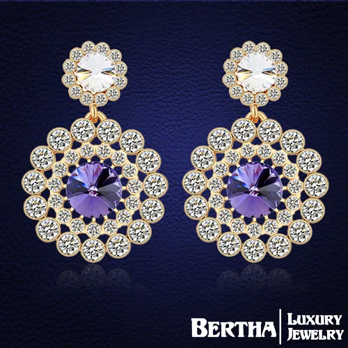 

Bohemian Drop Earrings Made with Swarovski Elements crystals Gold Earrings Fine Jewelry Women Brincos Bijoux Top Quality