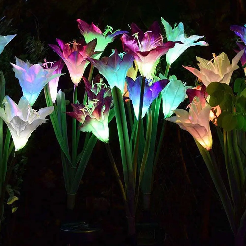 

LED Solar Lily Flower Light Outdoor Solar Garden Stake Lamp Courtyard Lantern