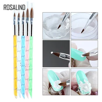 

ROSALIND New Arrival 5pcs/set Nails Acrylic Brushes Tool Painting Figure Pen UV Gel Brushes for Nail Kit Design Manicure Tool