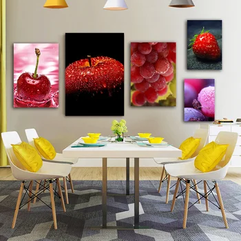 

Kitchen Fruits Canvas Picture Pop Art Prints Apple Orange Strawberry Wall Art Poster Modern Kitchen Wall Painting Art Decoration