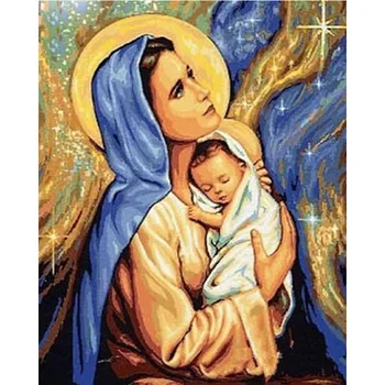 

DIY Diamond Painting Full Round Women &Child Religion Icons Diamond Embroidery Picture of Resin Cross Stitch Home Decoration