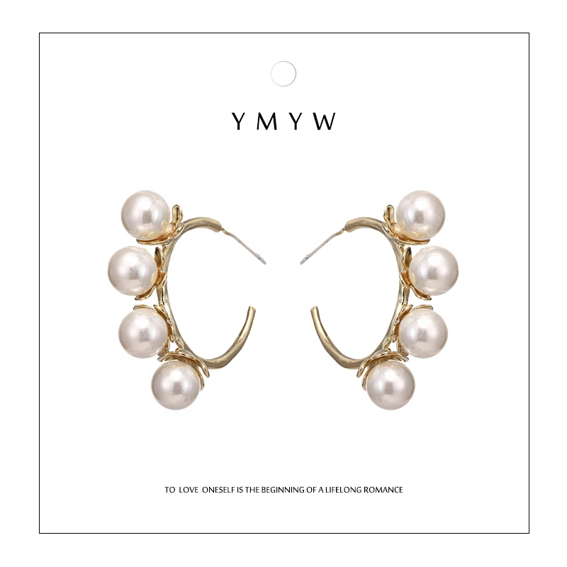 

YMYW Trendy Charm Simulated Pearls Stud Earrings Baroque Copper Statement Earrings for Women Korean Jewelry Gift kolczyki S925