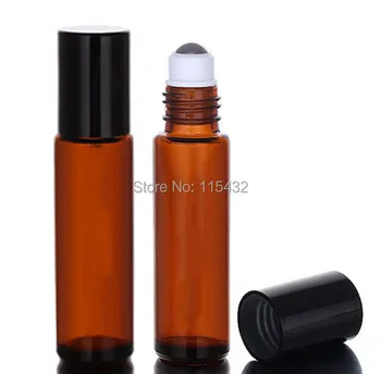 

Wholesale 280pcs/lot - 10ml (1/3oz) AMBER Brown Thick Glass Roll On Essential Oils Bottle Metal Roller Ball BY DHL Free Shipping