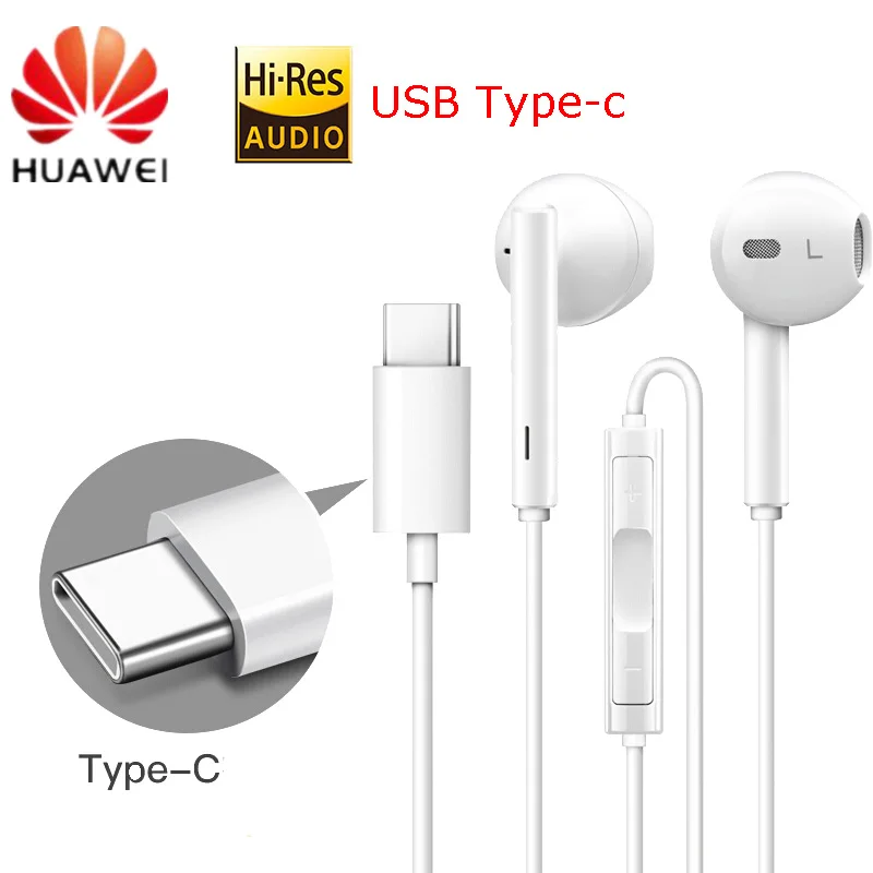 

HUAWEI Original CM33 Earphone USB Type-C In Ear Hearphone Headset Mic Volume HUAWEI Mate 10Pro 20 X RS P20 30 Note 10