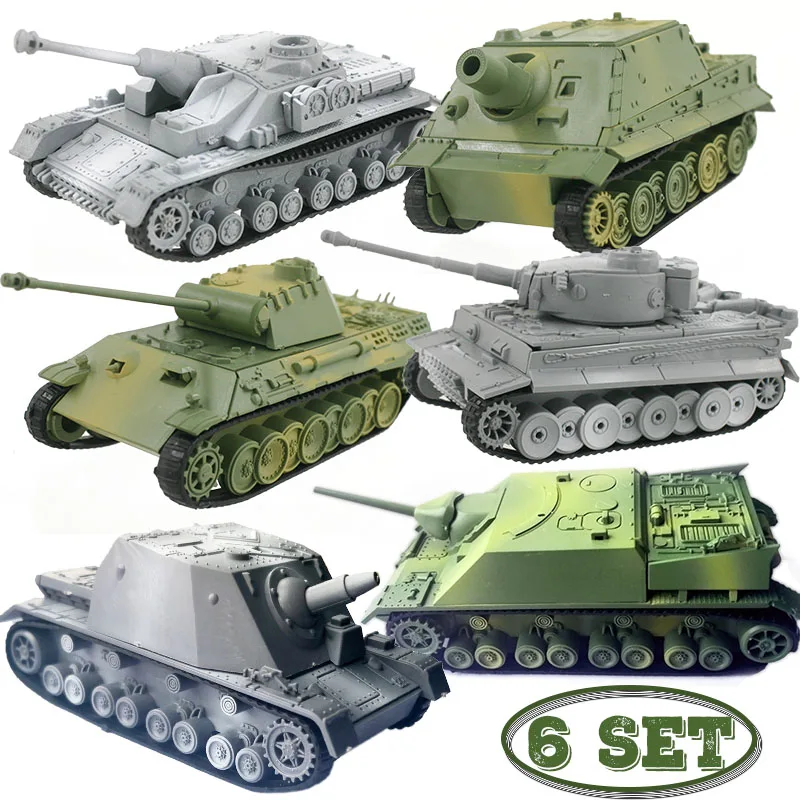 

6set Different Tank Model Building Kits Military Assembly Educational Toys Decoration Material Panther Tiger Turmtiger Assault