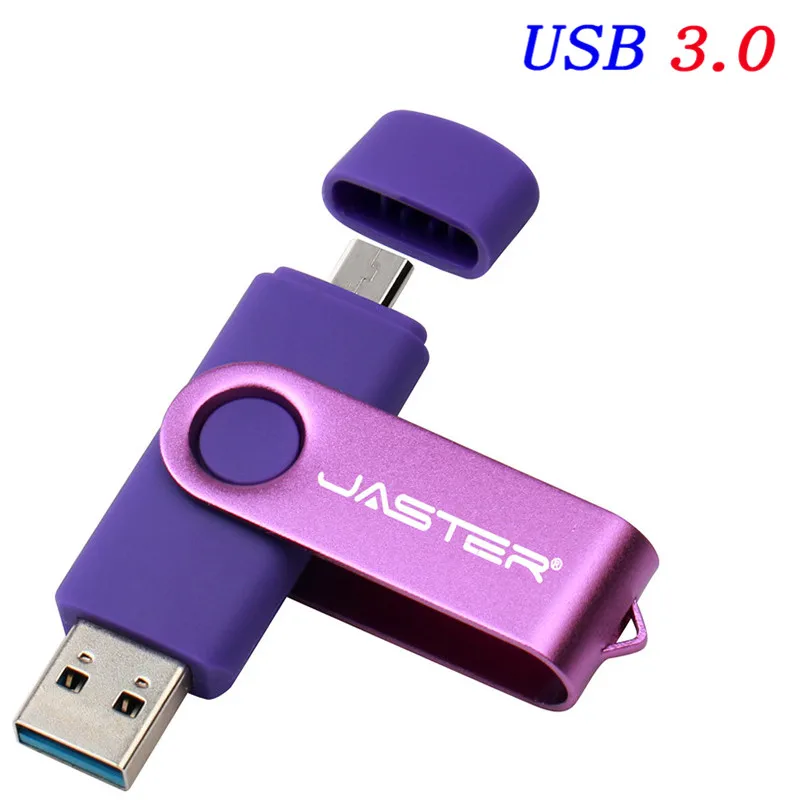 JASTER USB 3,0 металлический USB флеш-накопитель OTG флеш-накопитель 16 Гб Флешка 2 в 1 микро USB Флешка 32 Гб 64 Гб 128 ГБ 256 ГБ флэш-диск - Цвет: Purple