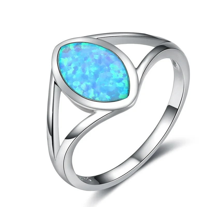 

Marcatsa Trendy Oval Eye Shape Blue Fire Opal Rings for Women Silver Filled Gothic Ring Fashion Jewelry Female Party Lover Gift