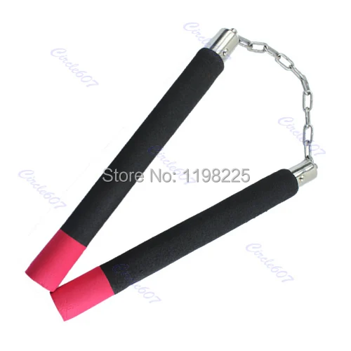 Free Shipping Foam Nunchuck Nunchaku Martial Weapon Swivel Metal Chain