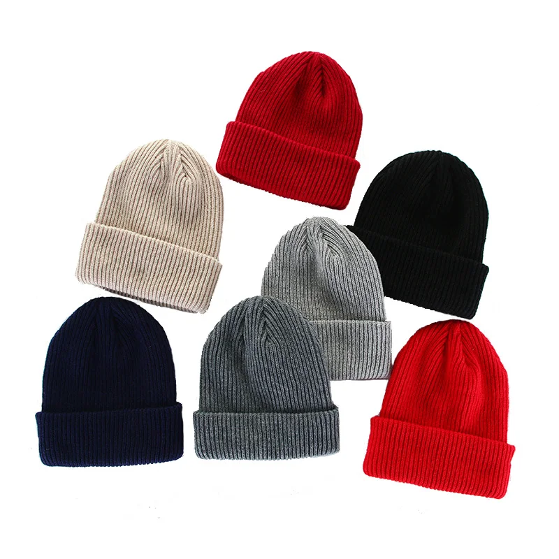 

Candy Color Winter Hats for Women Knitted Cotton Men Beanie Casual Cap Warm Hats Bonnet Girl Hip hop Candy Color Skullies Hat