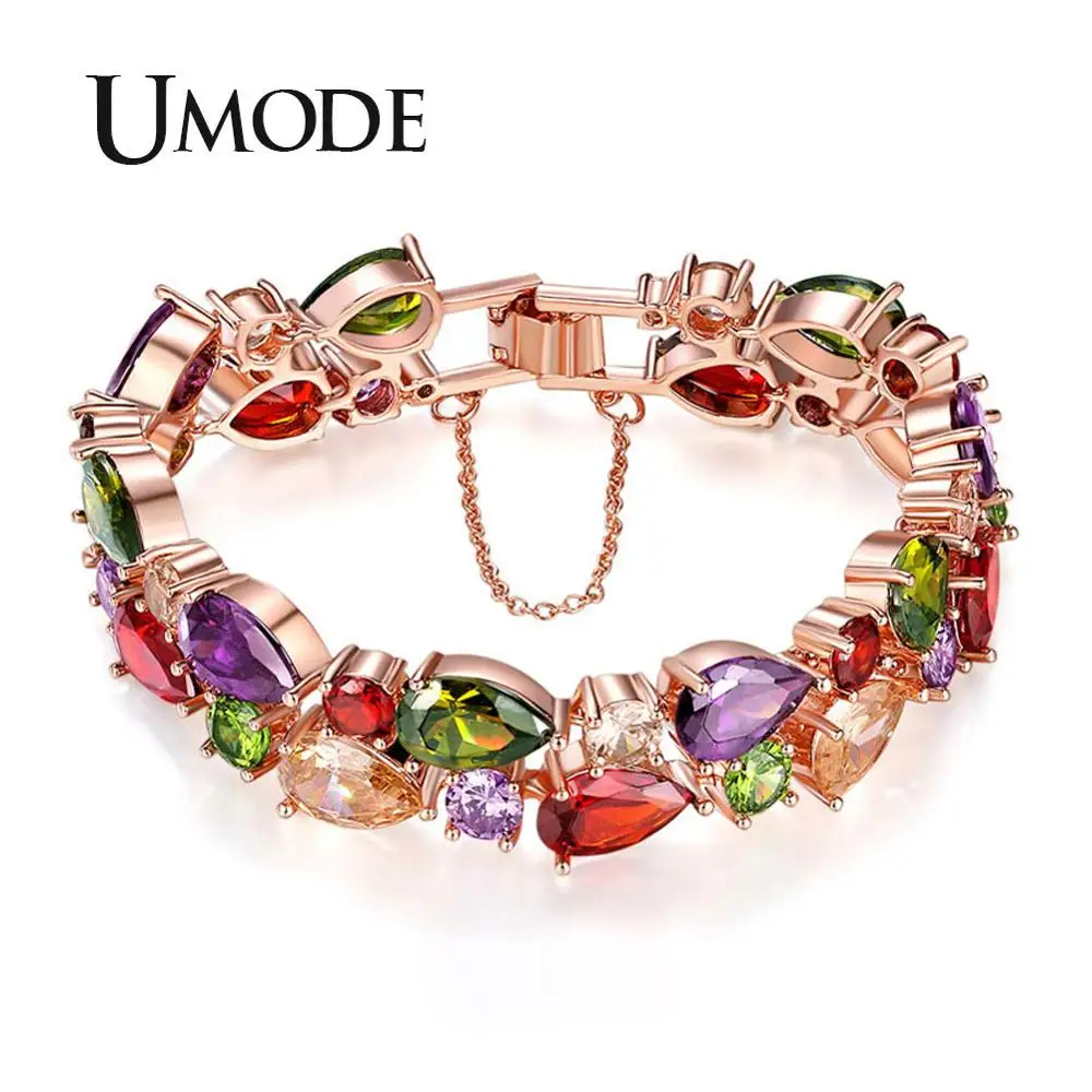 

UMODE Colorful Luxury Bracelets for Women Cubic Zircon Tennis Bracelet & Bangles Wedding Jewelry Gifts Party Accessories UB0171