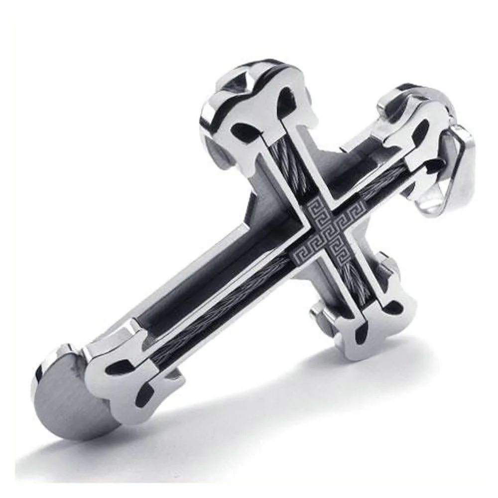 Men's Classic Heavy Cross Design Pendant Stainless Steel Pendant Big