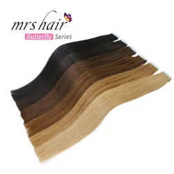 MRSHAIR cinta en extensiones del pelo humano 16 "18" 20 "22" 24 "20 piezas no Remy pelo brasileño recto en cinta Invisible PU trama de la piel MRSHAIR cinta en extensiones del pelo humano 16 "18" 20 "22" 24 "20 piezas no Remy pelo brasileño recto en cinta Invisible PU trama de la piel