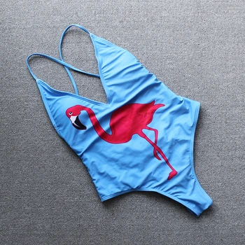 

Cartoon Flamingo Women Bathing Suit Beach Swimwear Sexy Bodysuit One Piece Swimsuit Bikini 2019 Mujer Wireless Padded Animals