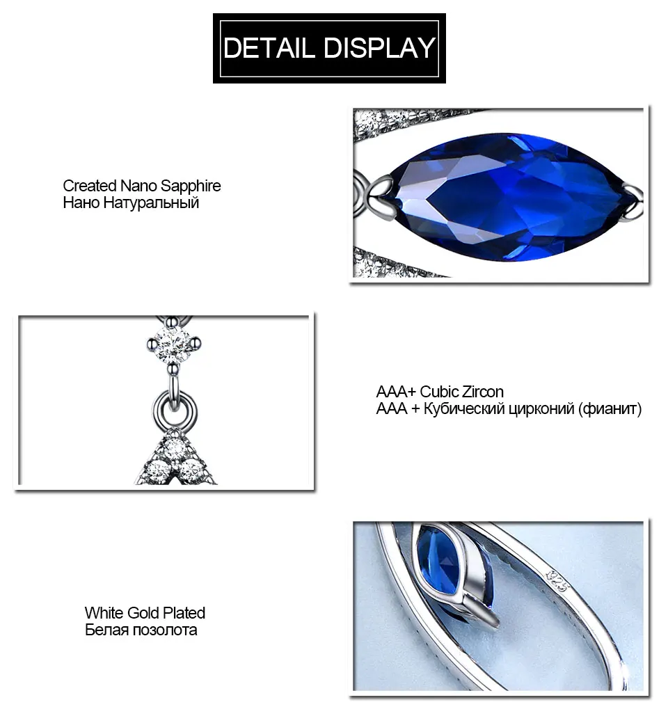 UMCHO, синие сапфировые висячие серьги, серьги-подвески с драгоценными камнями, чистое 925 пробы серебро, хорошее ювелирное изделие для женщин, вечерние, подарок