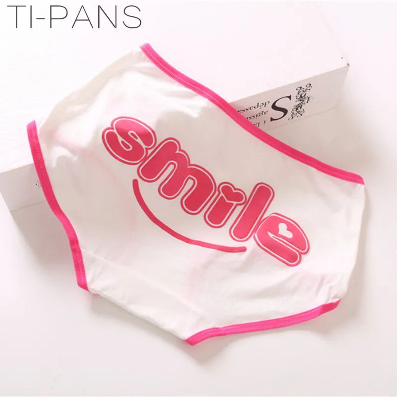 low waist panties English foam smiling face printing cotton ladies