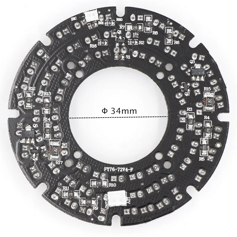 90 градусов CCTV аксессуары инфракрасного света 72 зерна 850nm 5 мм ИК светодиодная плата для камеры наблюдения ночного видения диаметром 77 мм