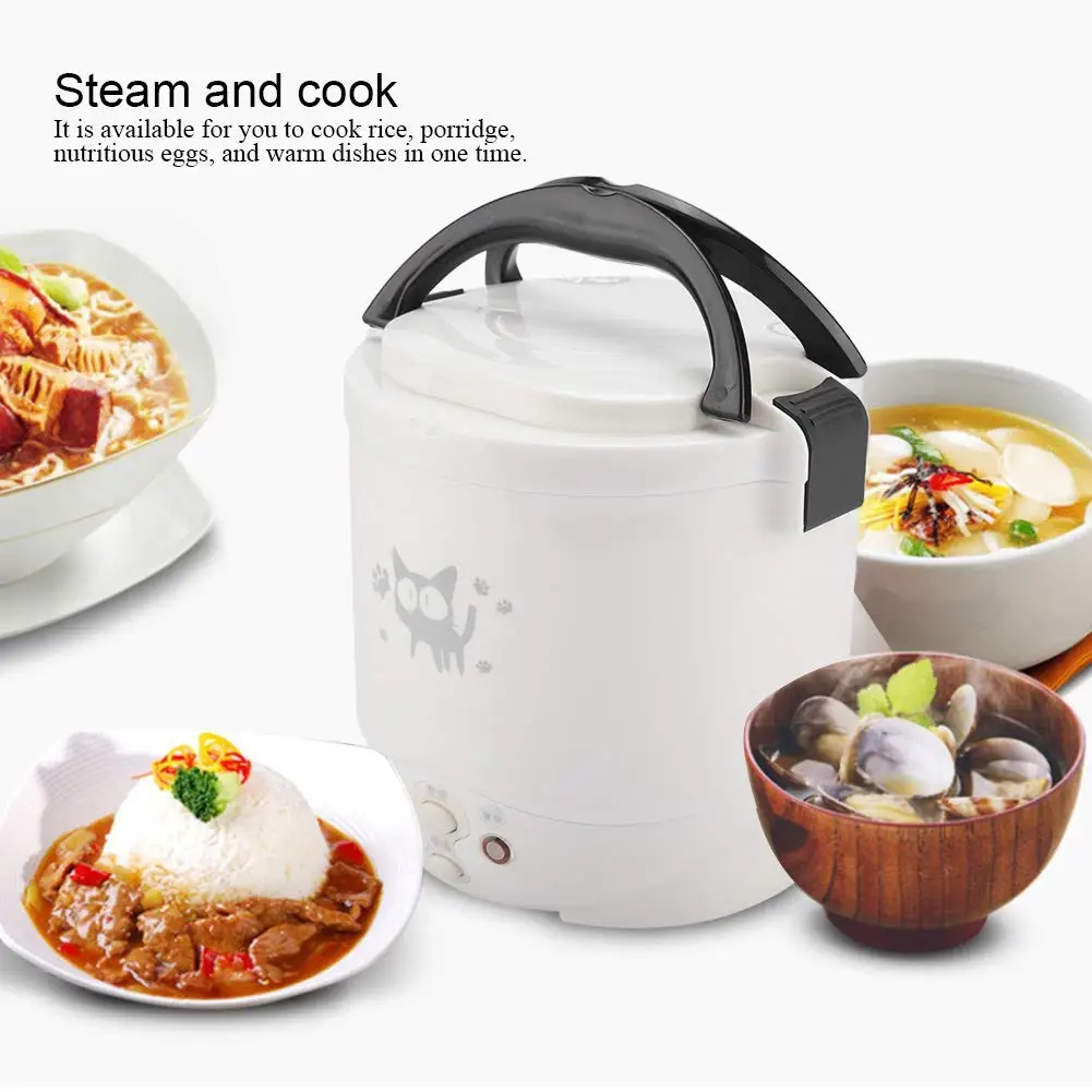 

12/24V Mini Electric Rice Cooker Food Heater Steamer Soup Cooking Machine Portable with Nonstick Pot Home Travel Outdoor Truck