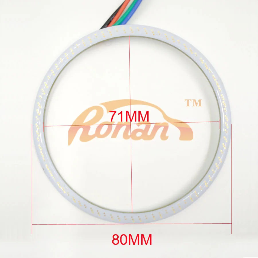 US $32.60 RONAN RGB Angel Eyes 80MM Square Halo Rings Colorful Angel Eyes 12V Headlight Car Motorcycle With 24 Keys Controller no battery